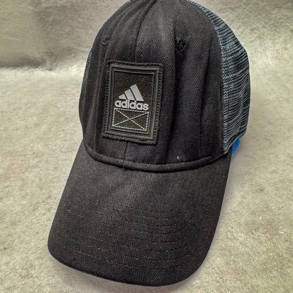 Adidas Hat Cap Snap Back‎ Black Gray Climalite Mesh Trucker Patch Mens Athletic